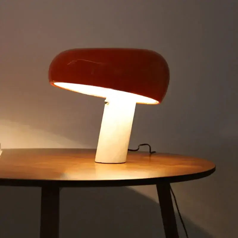 designer mushroom lamp black & white marble study room