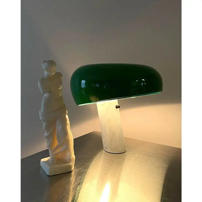 designer mushroom lamp black & white marble study room