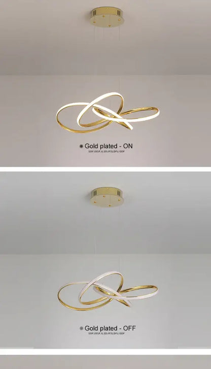 Modern dimmable gold ring chandelier for dining room