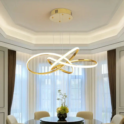 Modern dimmable gold ring chandelier for dining room