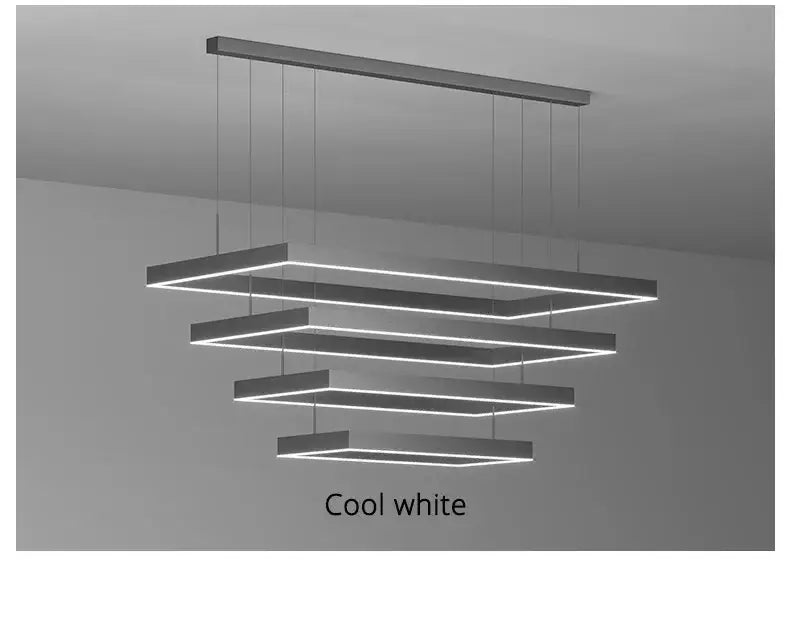 Modern black geometric led ceiling chandelier for living room