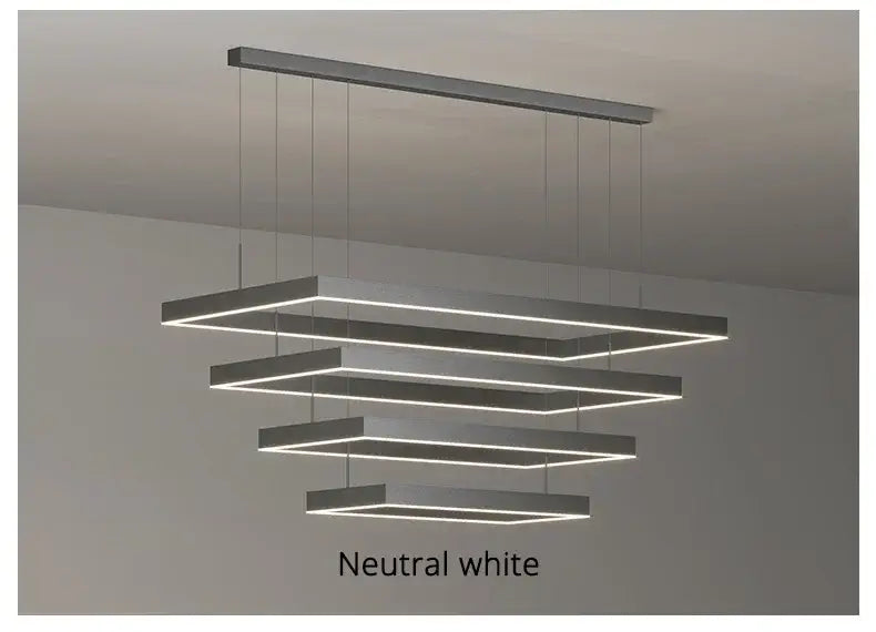 Modern black geometric led ceiling chandelier for living room