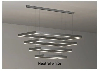 Modern black geometric led ceiling chandelier for living room