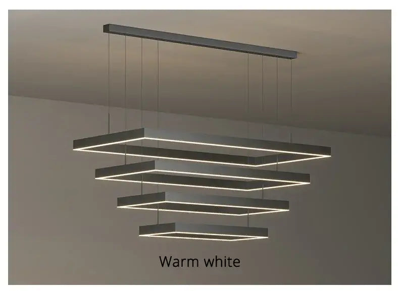 Modern black geometric led ceiling chandelier for living room