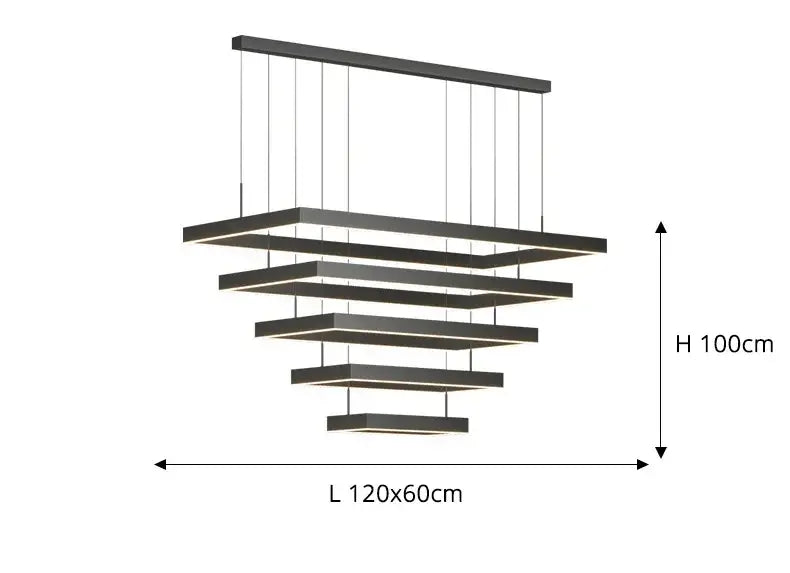 Modern black geometric led ceiling chandelier for living room