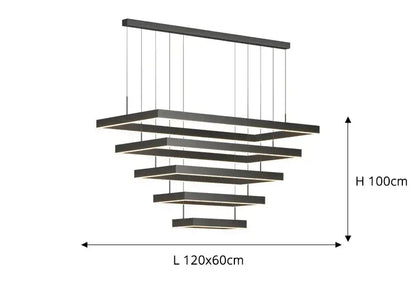 Modern black geometric led ceiling chandelier for living room