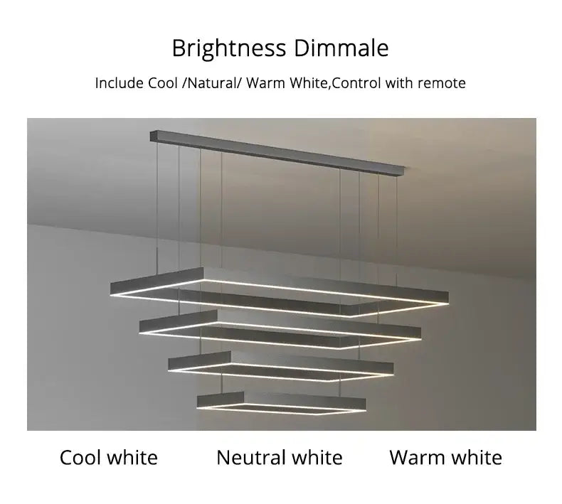 Modern black geometric led ceiling chandelier for living room