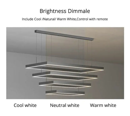 Modern black geometric led ceiling chandelier for living room