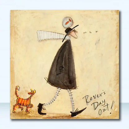 Whimsical cyclists canvas wall art – living room nordic painting