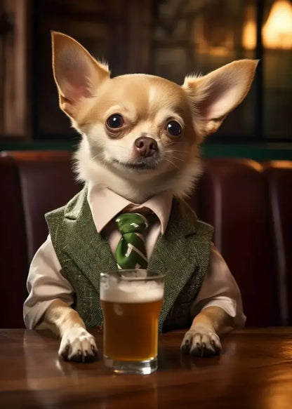 Pug in vest dog pub canvas wall art for home bar or living room