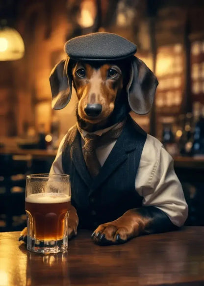 Pug in vest dog pub canvas wall art for home bar or living room