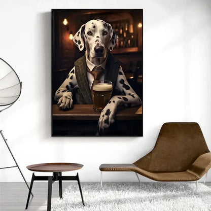 Pug in vest dog pub canvas wall art for home bar or living room
