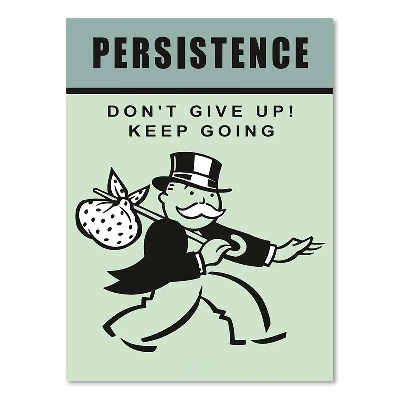 DecorBites™ "Dollar Millionaire Motivational Cartoon Canvas Wall Art"