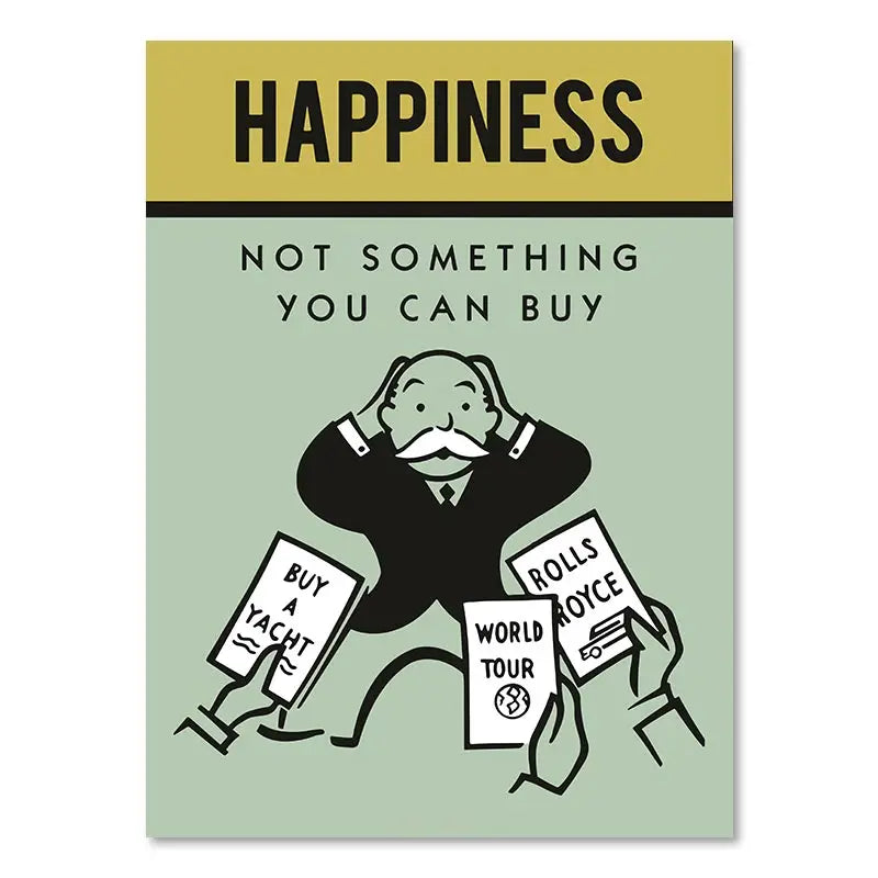DecorBites™ "Dollar Millionaire Motivational Cartoon Canvas Wall Art"