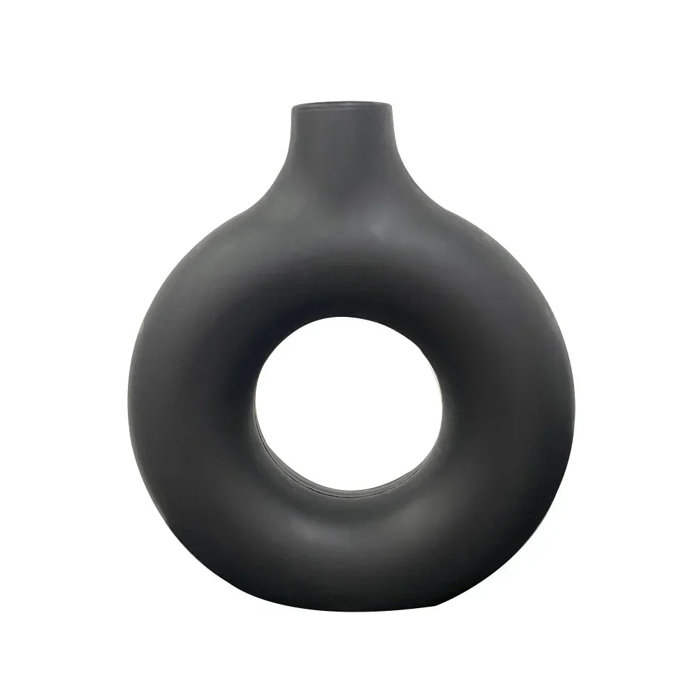 DecorBites™ Donut Shape Flower Vase - White Minimalist