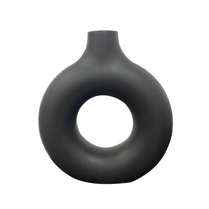 DecorBites™ Donut Shape Flower Vase - White Minimalist