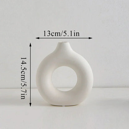 DecorBites™ Donut Shape Flower Vase - White Minimalist