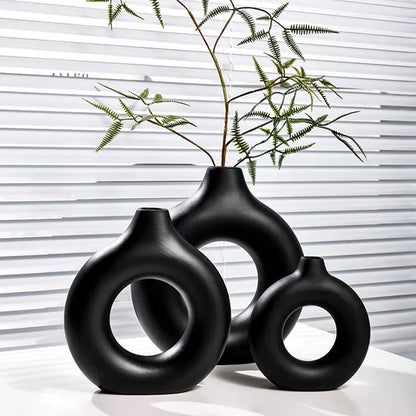 DecorBites™ Donut Shape Flower Vase - White Minimalist
