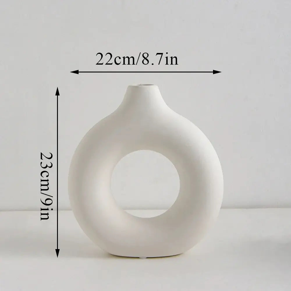 Modern black donut shape flower vase set living room decor