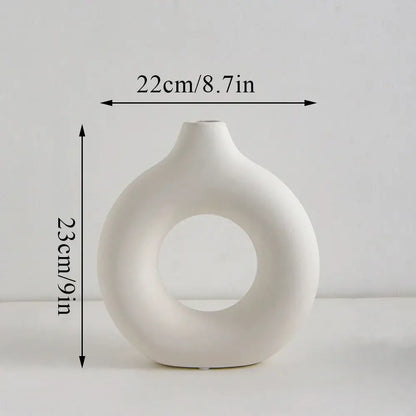 Modern black donut shape flower vase set living room decor