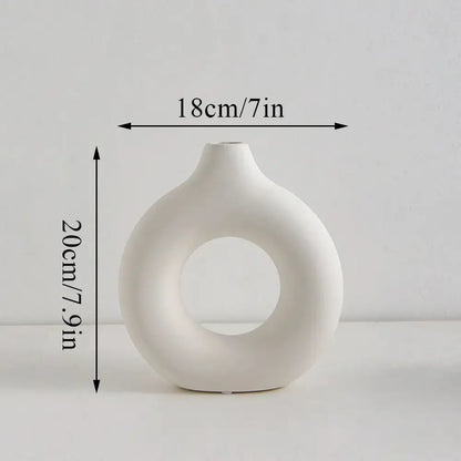 Modern black donut shape flower vase set living room decor