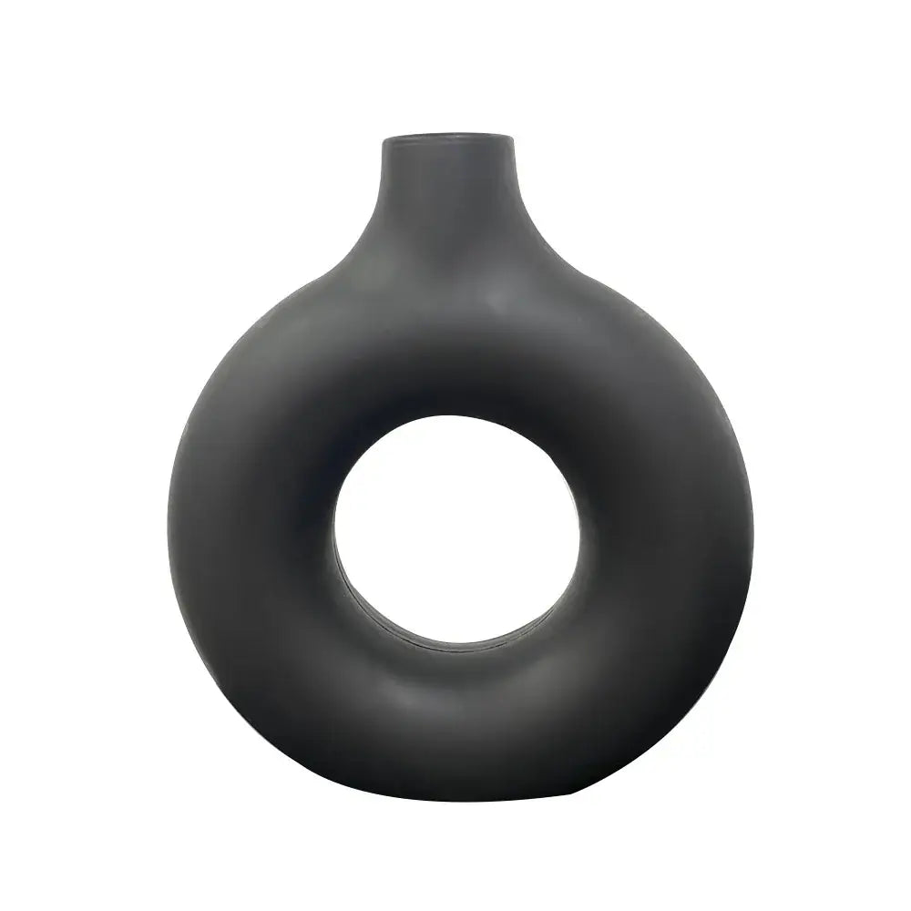 Modern black donut shape flower vase set living room decor