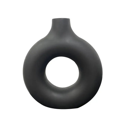 Modern black donut shape flower vase set living room decor