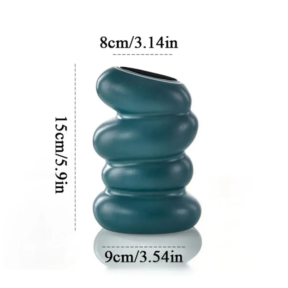 Modern black donut shape flower vase set living room decor