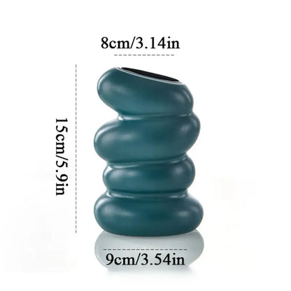 Modern black donut shape flower vase set living room decor