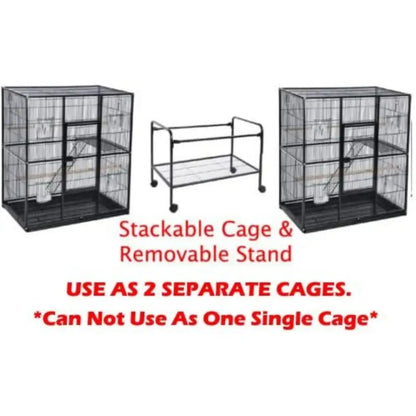 Black metal multi level breeding flight cage for living room perches