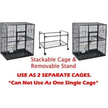 Black metal multi level breeding flight cage for living room perches