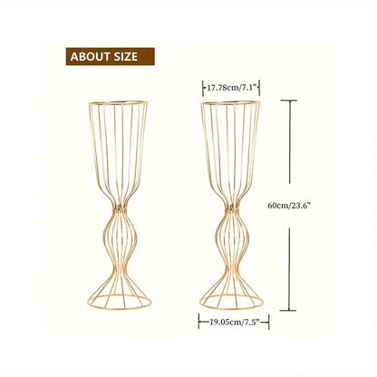 Modern gold wireframe tall vases – living room floral decor