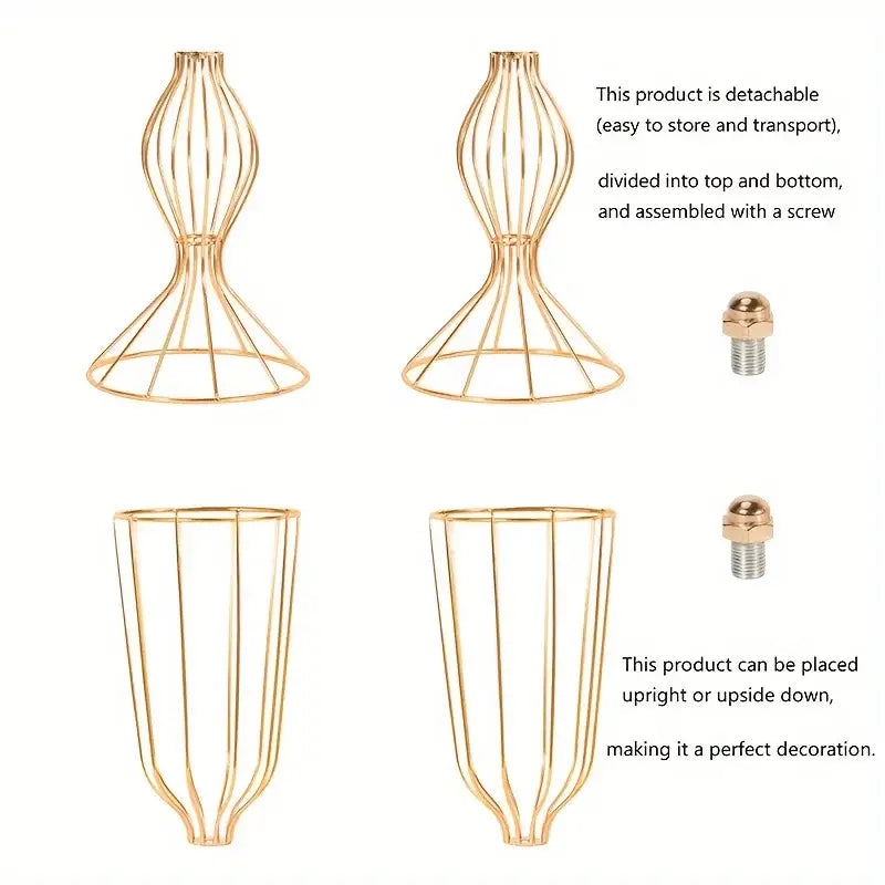 Modern gold wireframe tall vases – living room floral decor