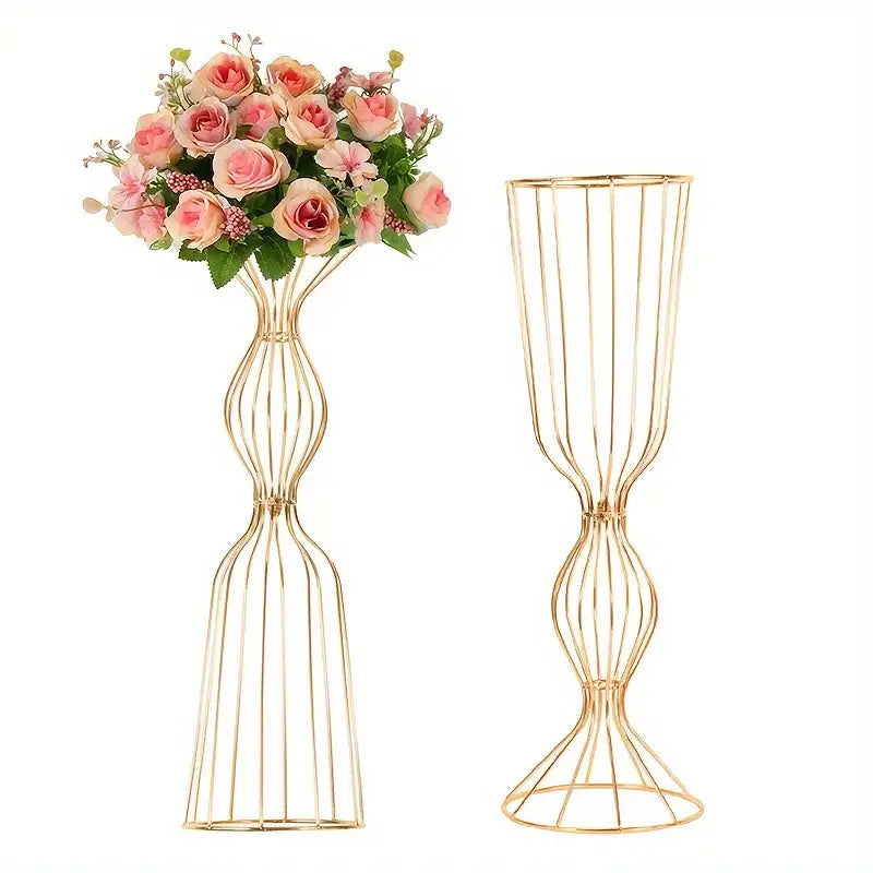 Modern gold wireframe tall vases – living room floral decor