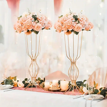 Modern gold wireframe tall vases – living room floral decor