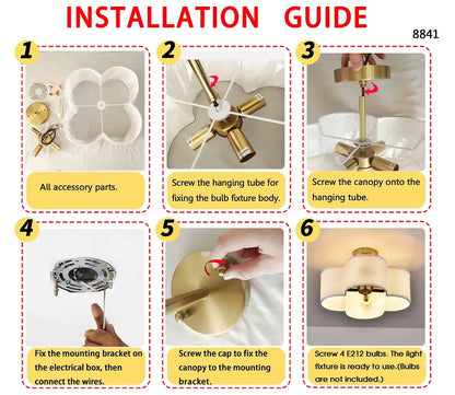 Elegant gold 4-light ceiling light fixture for bedroom