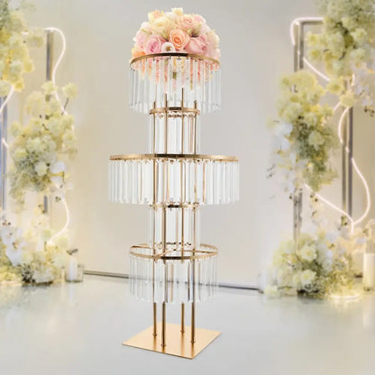 Elegant crystal and gold wedding flower stand dining room centerpiece