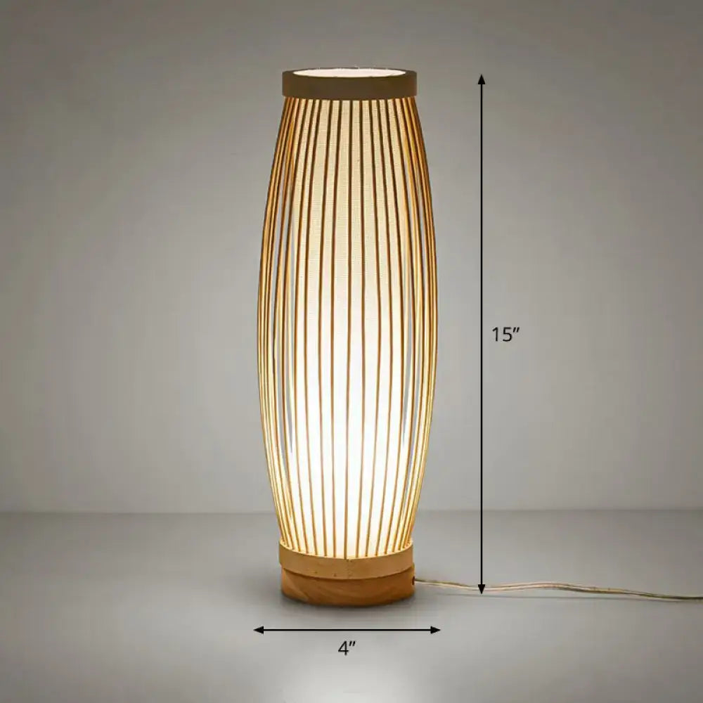 Elegant bamboo floor lamp tea room slender slatted wood light
