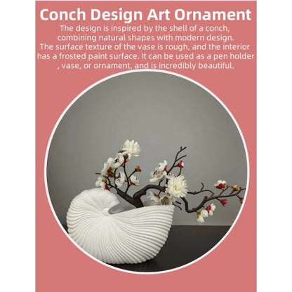 DecorBites™ Elegant Ceramic Vase with Shell Design