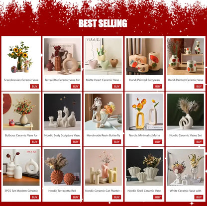 Elegant white ribbed ceramic shell conch vase living room decor