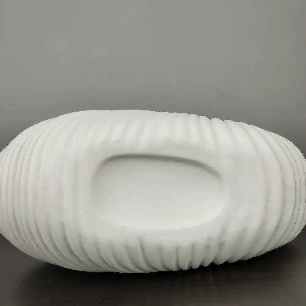 Elegant white ribbed ceramic shell conch vase living room decor