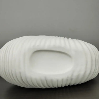 Elegant white ribbed ceramic shell conch vase living room decor