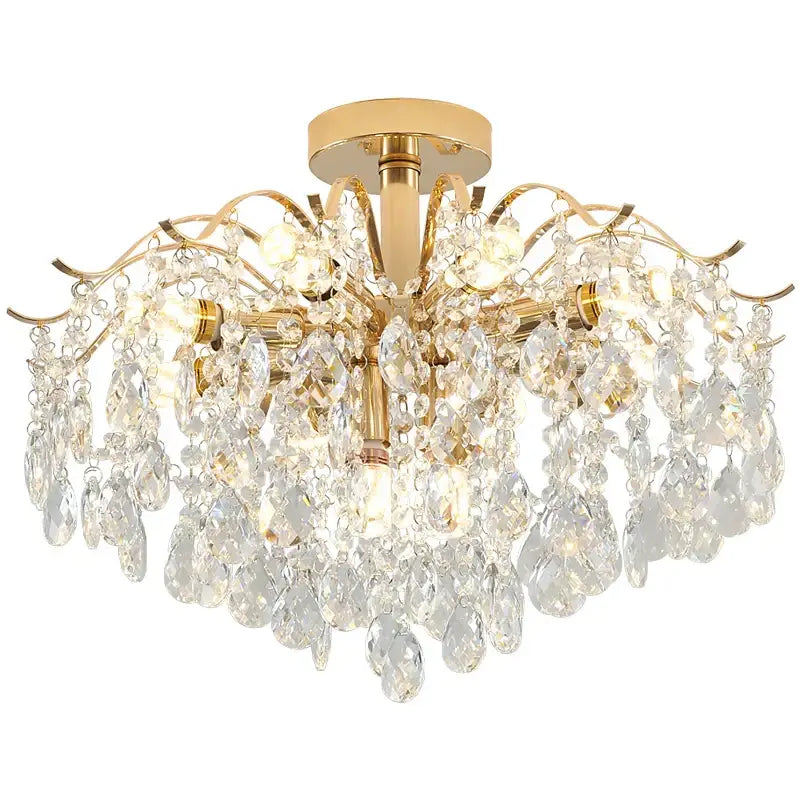 elegant crystal chandelier gold branching dining room