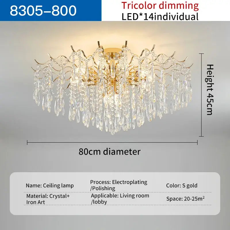 elegant crystal chandelier gold branching dining room