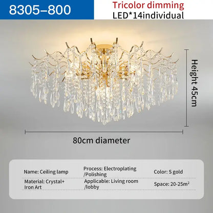elegant crystal chandelier gold branching dining room