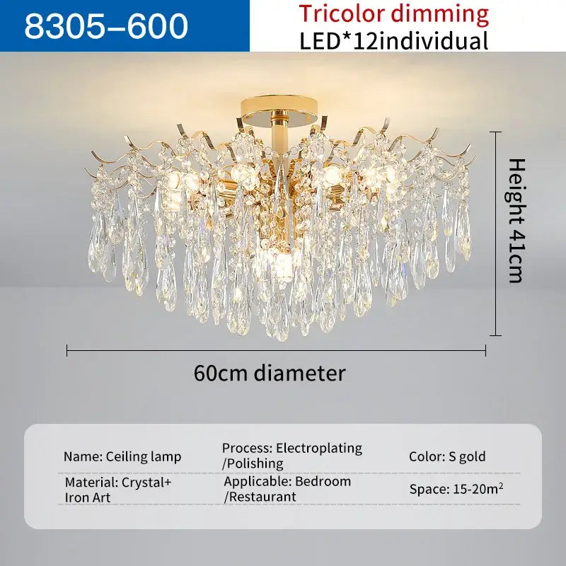 elegant crystal chandelier gold branching dining room