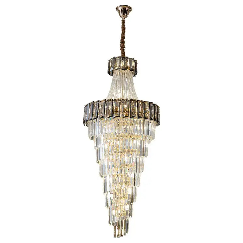 Decorbites elegant crystal chandelier living room spiral staircase