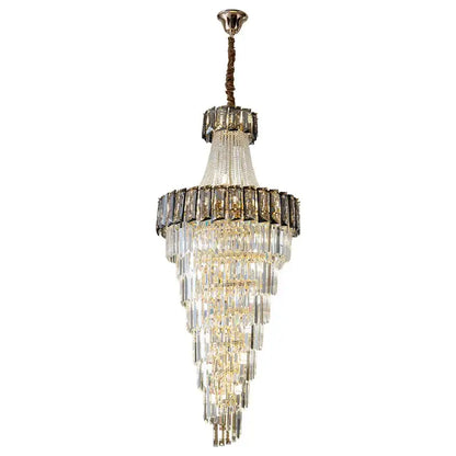 Decorbites elegant crystal chandelier living room spiral staircase