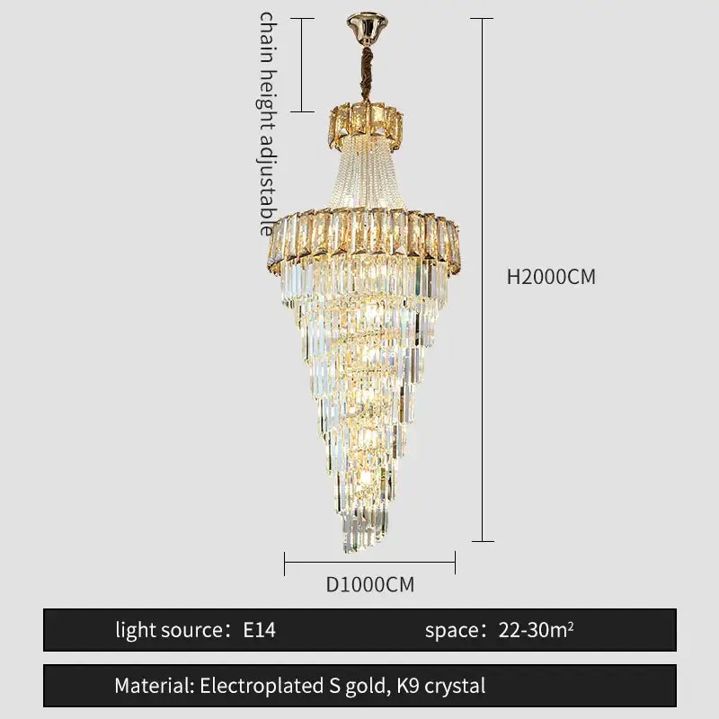Decorbites elegant crystal chandelier living room spiral staircase