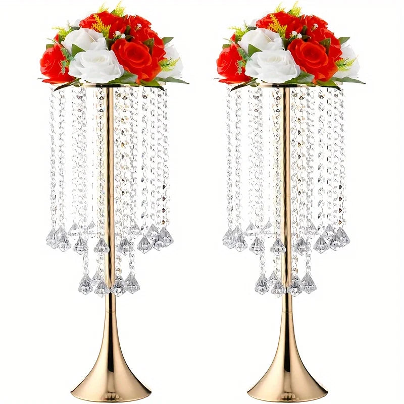 DecorBites™ Elegant Crystal Flower Stand Set for Events